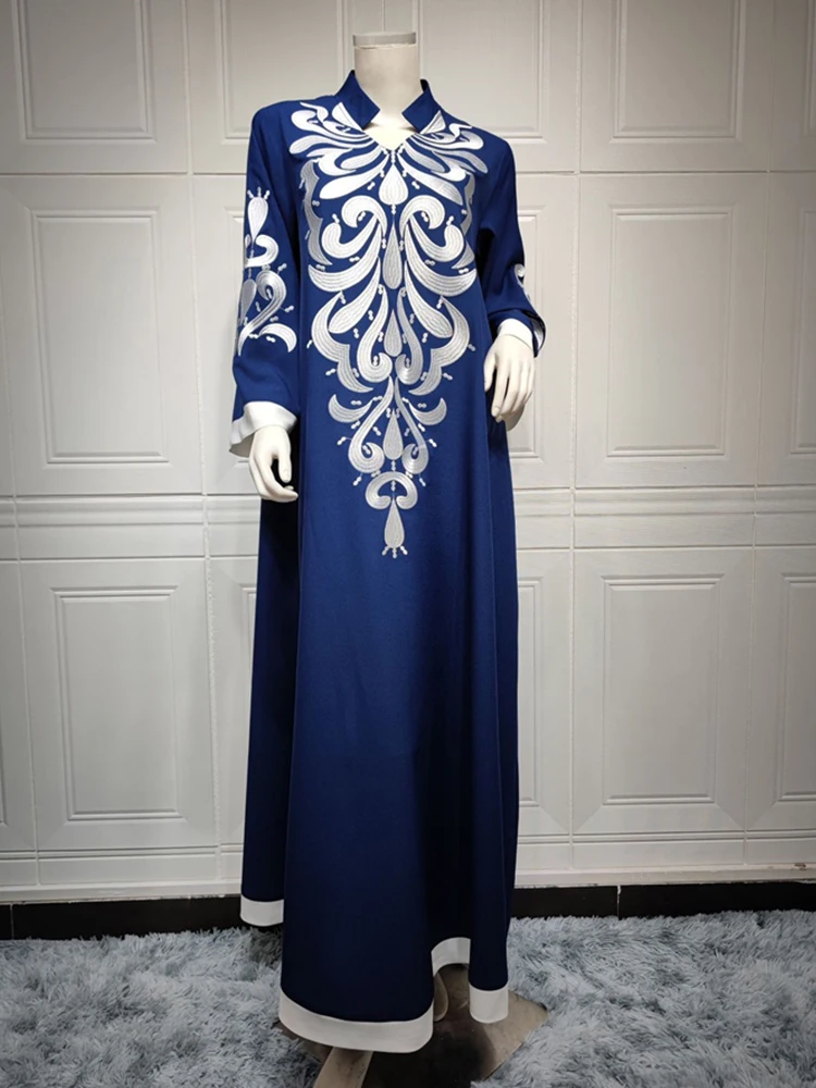 Ramadan Eid Robe Abaya Dress for Women Embroidery Party Long Dresses for Prayer Kaftan Abaya Dubai Arabic Turkey Islam Indian