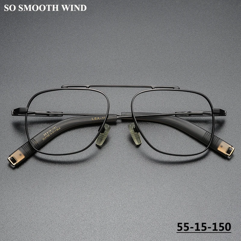 

Ultralight Titanium Eyeglass Frame Men Double-beam Pilot Glass Frames Big Face Slimming Designer Spectacles Male Trendy Eyewear