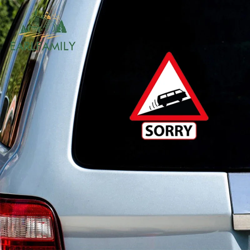 EARLFAMILY 13cm For Slow Vehicle Sorry Funny Car Stickers Occlusion Scratch Refrigerator Bumper Vinyl Car Wrap Campervan Decor