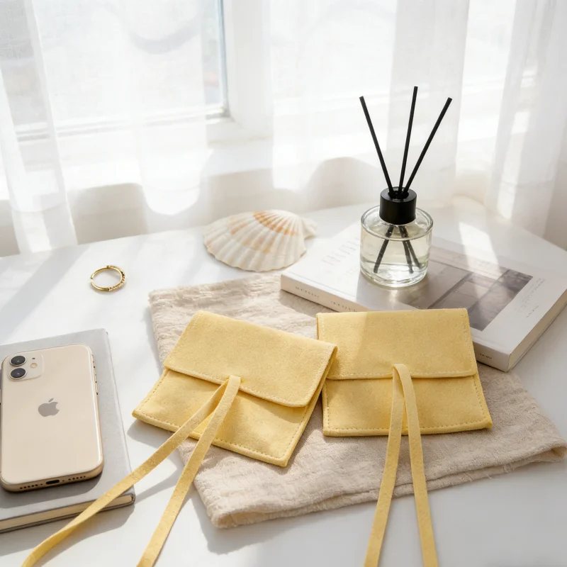 

Набор из 5 элегантных мешочков из микрофибры и замши для ювелирных изделий с бархатным конвертом-флипом, премиум-упаковка для хранения кулонов, чокеров и ожерелий