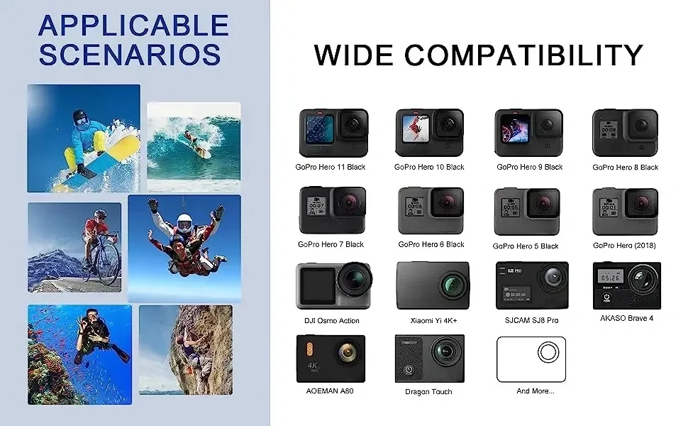 14-in-1-Action-Kamera-Zubehör-Set für Go Pro Hero 13 12 11 10 9 8 7 6 5 4 schwarze Halterung für Insta360 für Sjcam Action-Kamera – Detail 2