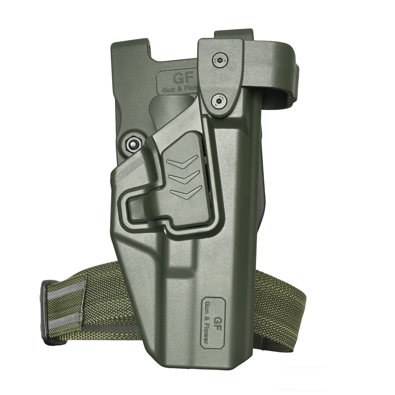 Funda táctica OWB Glock nivel III con cinturón de muslo verde - imagen 4