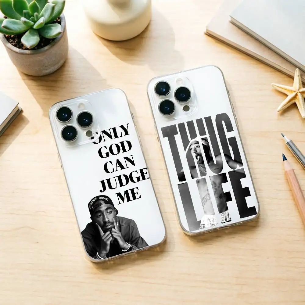 

Rapper Tupac 2pac Shakur Rap Phone Case For iPhone 17 16e 16 15 14 mini Pro Max X XR XSMAX 8 7 Air Plus Transparent Soft Cover