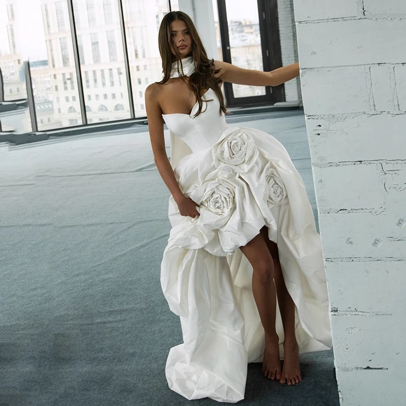 

Eightree Women Princess A-Line Wedding Dresses Sweetheart High Low Flower Bridal Dress 2026 Wedding Ball Prom Gowns Customized