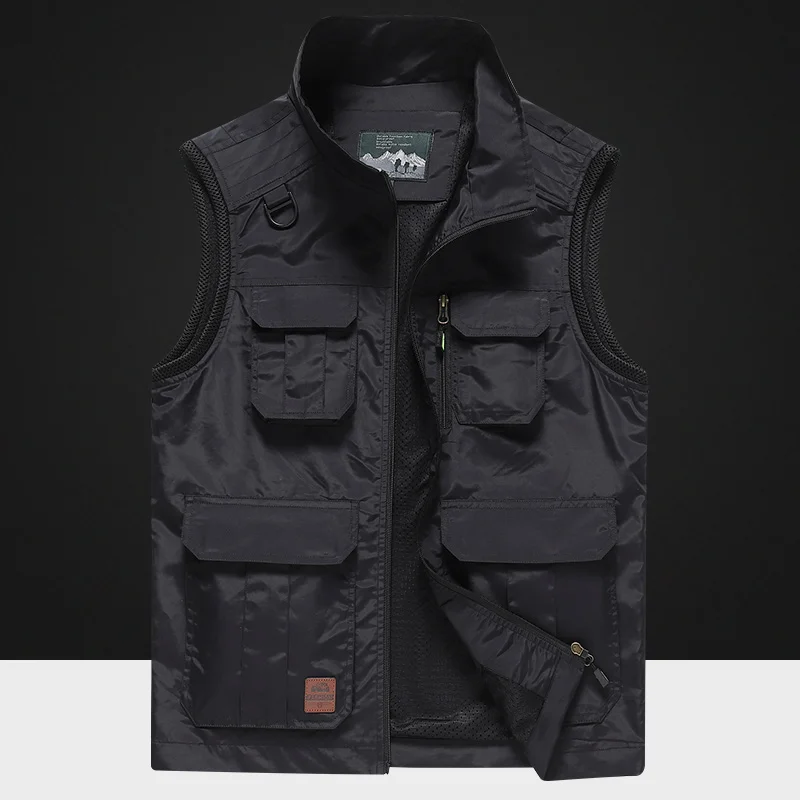 

2024 Summer Cargo Vest Mens Casual Loose Multi Pocket Thin Vest Jackets Ootdoor Fishing Hiking Photography Hunting Waistcoat