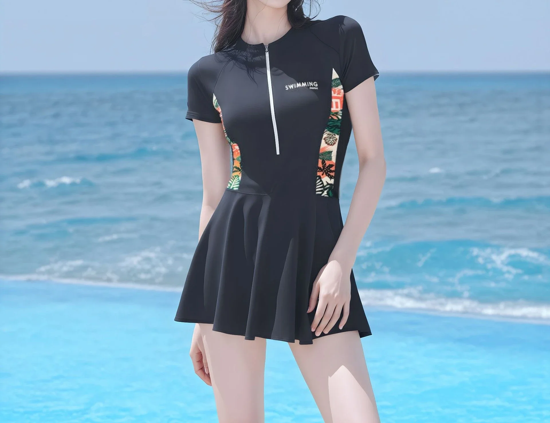 Women's One-Piece Swimsuit 2026 New Style: Tummy-Control, Slimming, Conservative Design for Hot Springs & Pools, Plus Size Avail