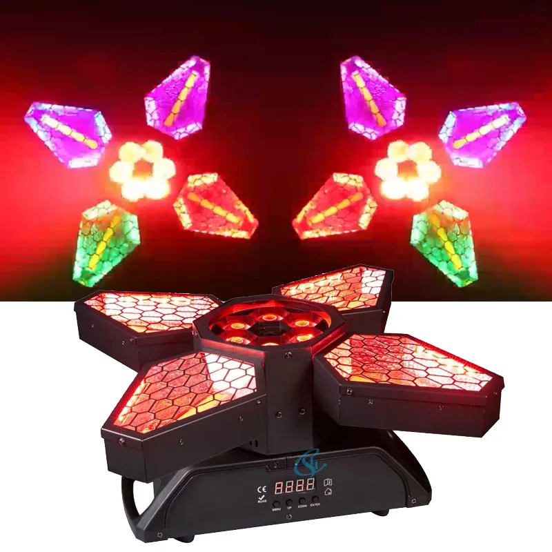 LED 6X12W Bee Eye Stage Disco Light 4x60W Golden Beam Moving Head Light 4 Heads Rotation Wedding Stage Lighting For DJ Party