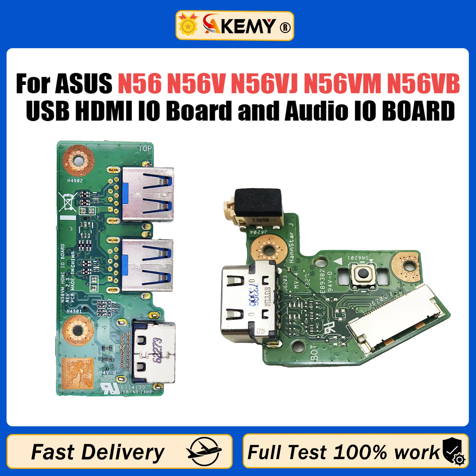 POWER BOTTON VGA BOARD For Asus N56 N56V N56VJ N56VM N56VB N56VZ N56J USB HDMI IO Board and Audio IO BOARD Fast Ship