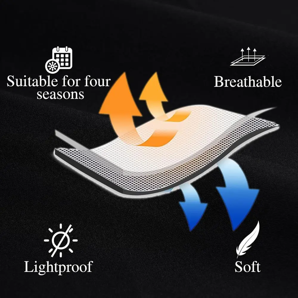 クイーンサイズ ブラック キャノピーカーテン 4柱式ベッド用 - 大人＆女の子の寝室用 遮光ベッドカーテン