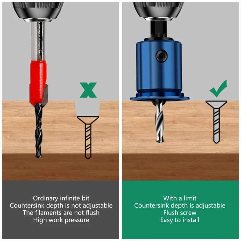 Countersink Drills Bit Adjustable Drilling Tool Counter Sink Hole for Woodworking