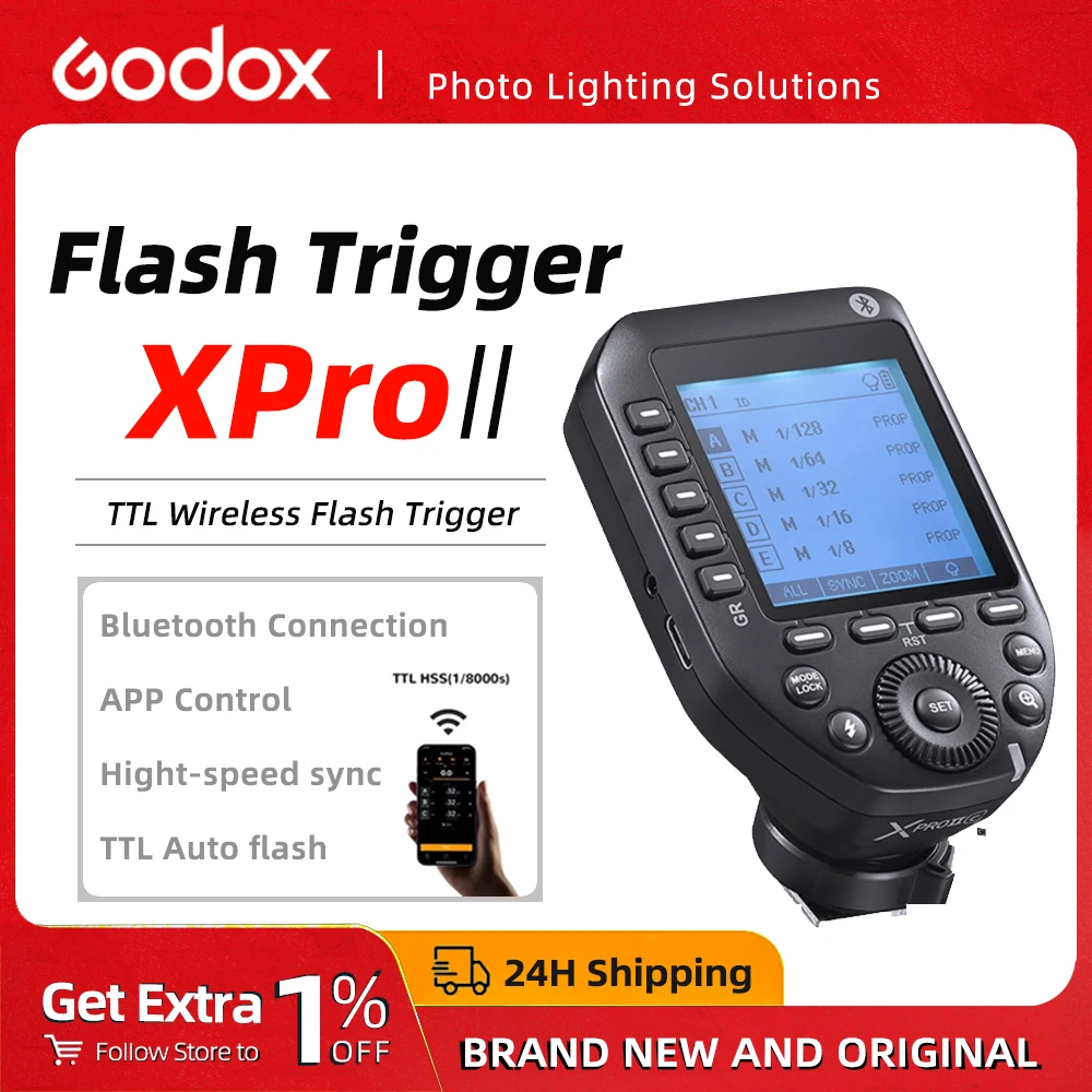 

Godox XProII XproII-C Flash Trigger 2.4G Wireless TTL High-Speed Sync Transmitter for Canon Nikon Sony Olympus Fujifilm Camera