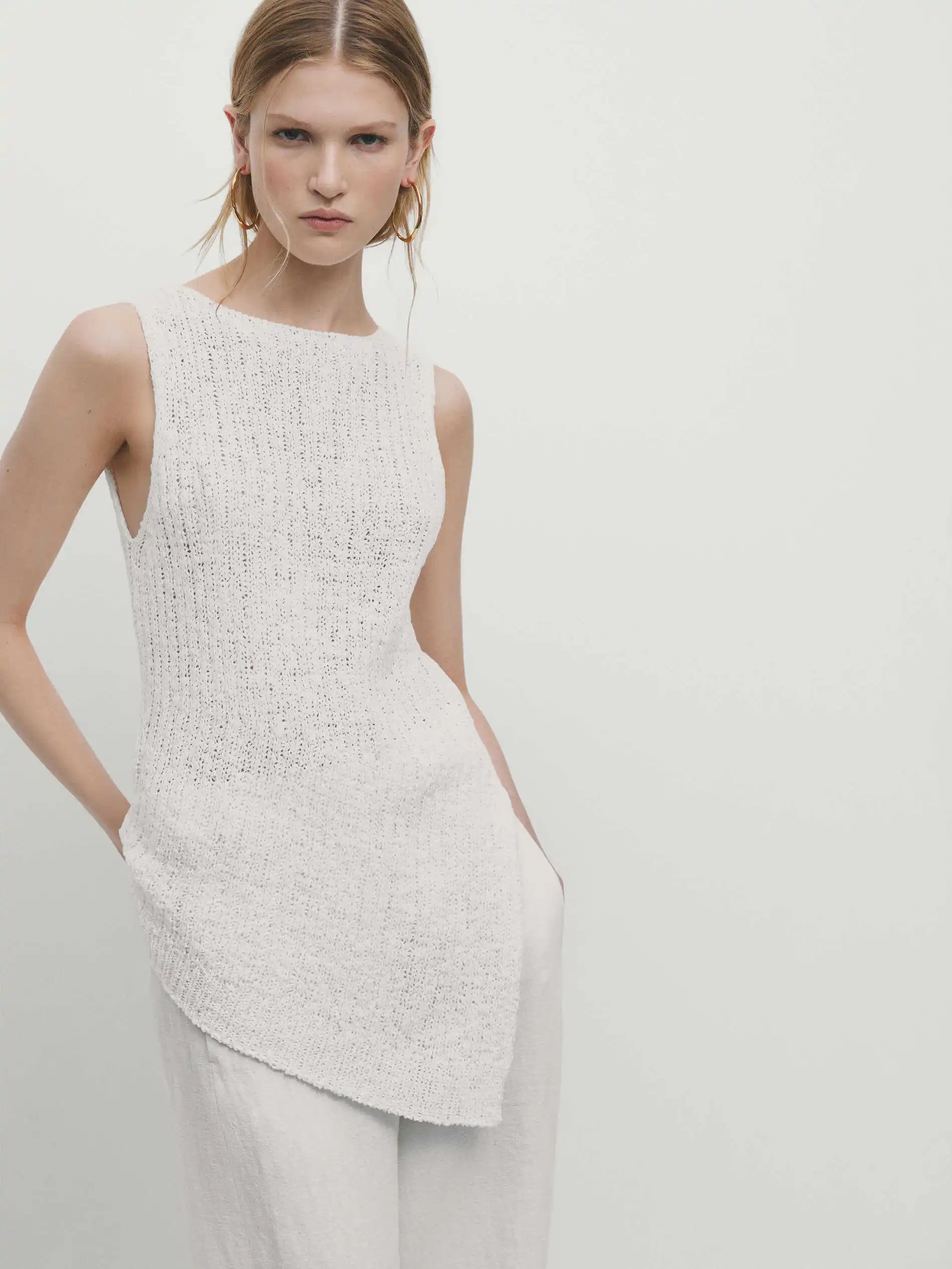 Ethereal Traf Md 2026 YAZHIMEI autumn new style of Women's fashion minimalist elegant irregular hem sleeveless knit T-shirt top