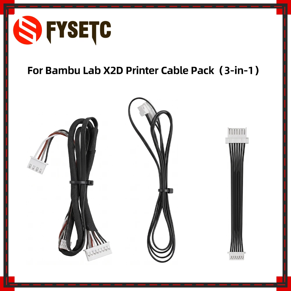 For Bambu Lab X2D Printer Cable Pack 3 in 1 Auxiliary Extruder Cable and other Cable Durable For Bambu X2D 3D Printer Parts