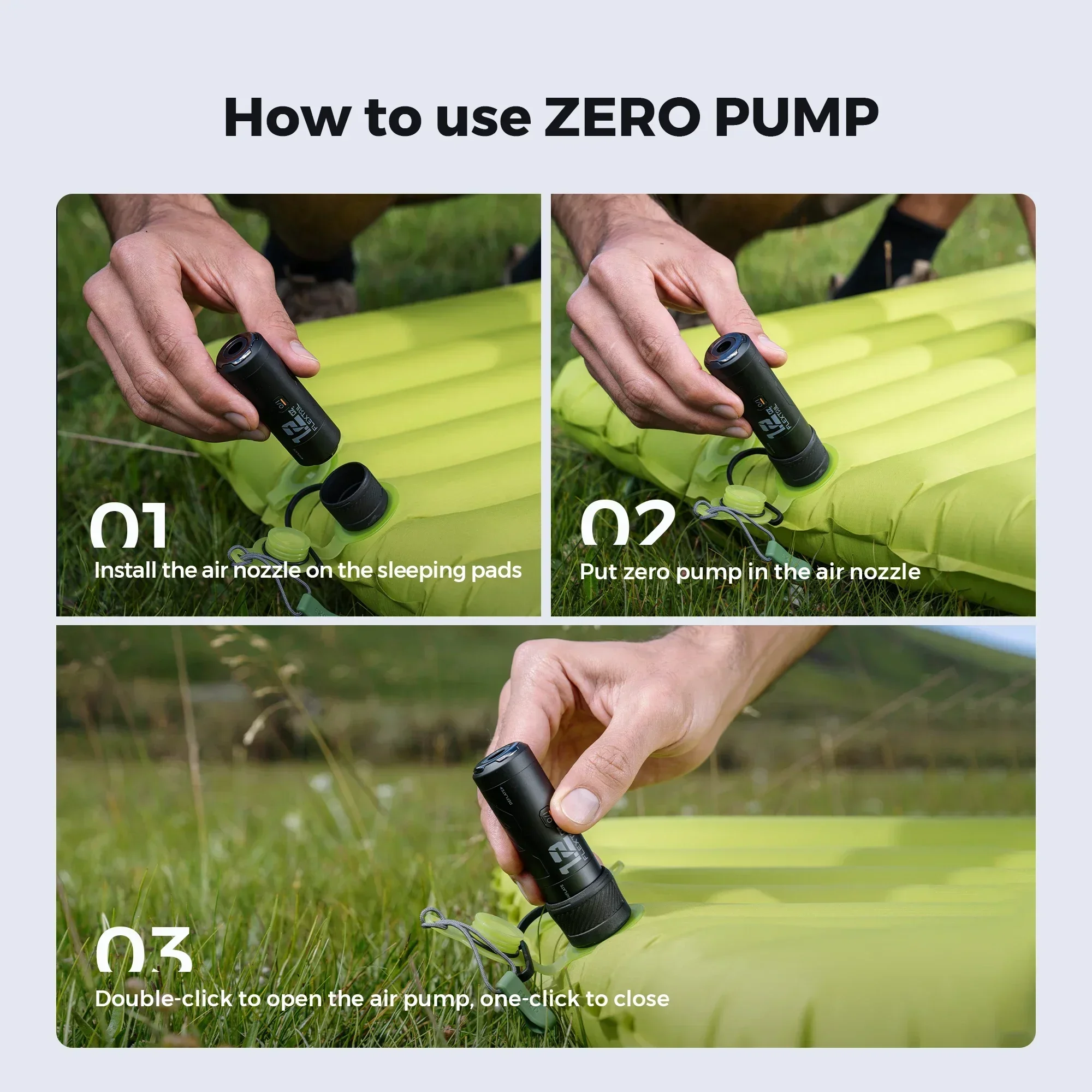 Flextaigear  Zero Tiny Pump Outdoor Portable Electric Inflator Pump Hiking Camping Air Cushion Pumping and Inflating Inflator