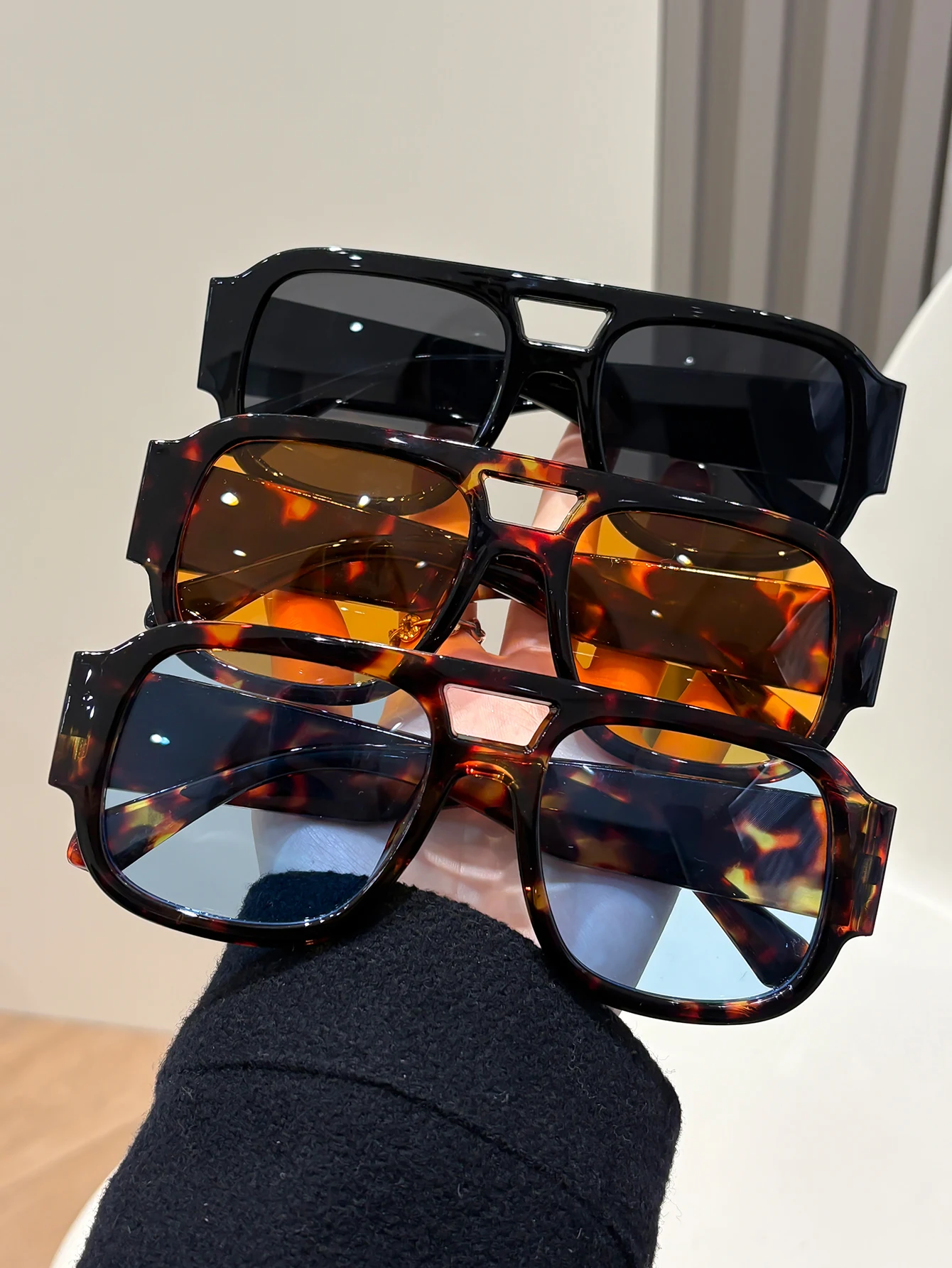 3PCS Plastic Oversized Geometric Frame Timeless Vintage Women Fashion Glasses Set For Carnival Party Outdoor Travel Halloween