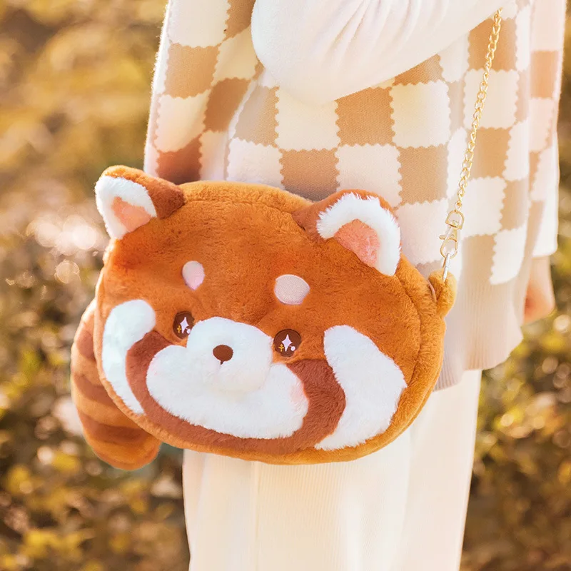 Soft Stuffed Shoulder Bag Lovely Cartoon Red Lesser Panda Ailurus Fulgens Crossbody Bag Girl Birthday Christmas Gift 1pc