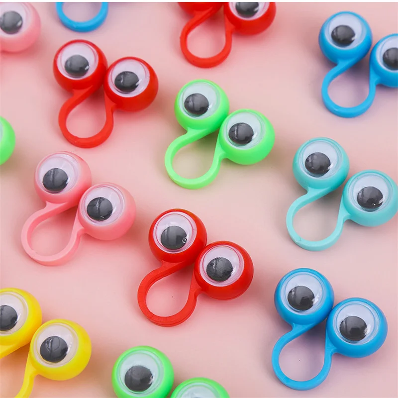 10Pcs Children's Plastic Mini Finger Eye Kindergarten Reward Small Gifts Party Mischief Tool Funny Wiggle Eyeball Finger Puppet