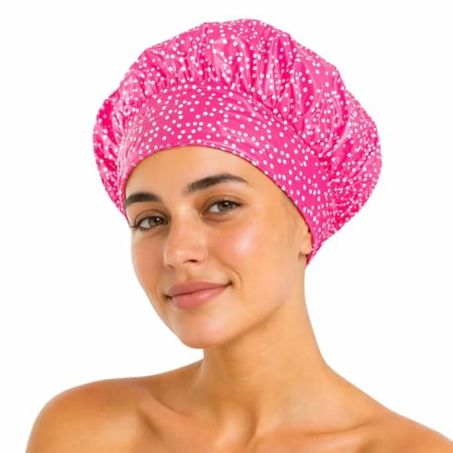 

TIARA Reusable Waterproof Shower Cap for Women Large Shower Cap for Long. Short Braided or Thick Hair Reversible Deep Condition