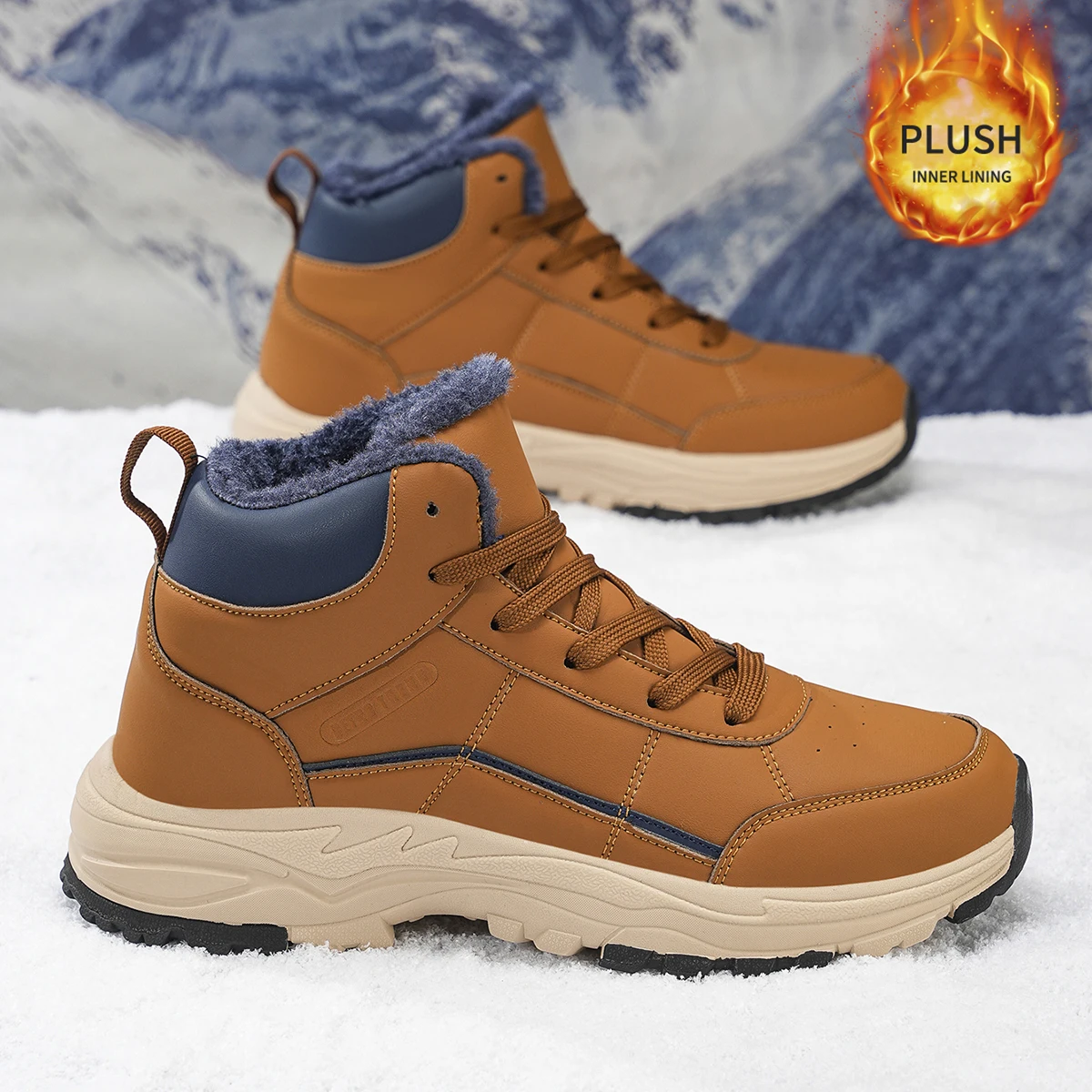 Herren-Sportschuhe in großen Größen mit Plüsch-Innenfutter, Outdoor-Wanderschuhe, bequeme, lässige, modische Trainingsschuhe für Paare – Detail 6