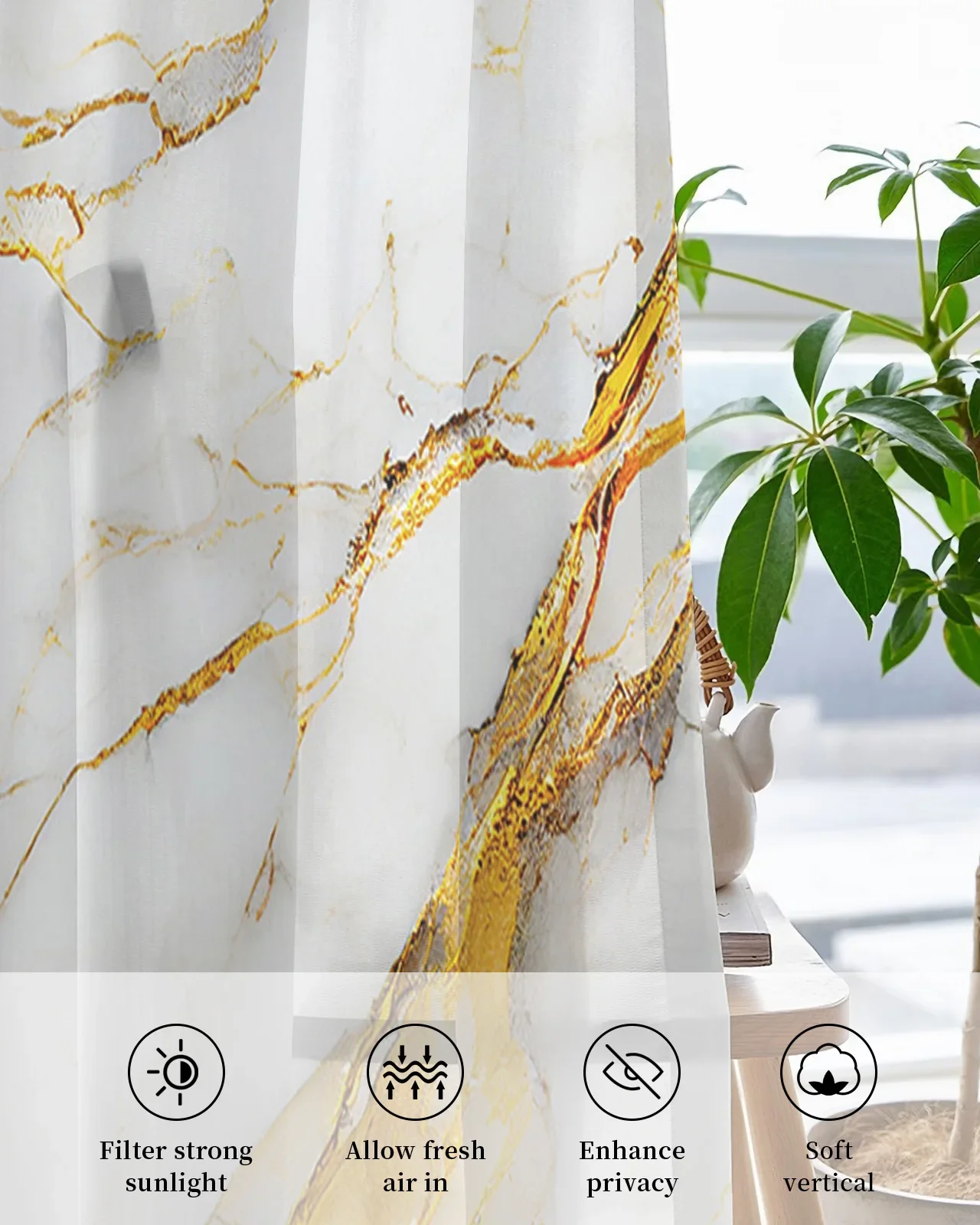 Marble Texture White Sheer Curtains For Living Room Window Screening Transparent Voile Tulle Curtain Cortinas Drapes Home Decor