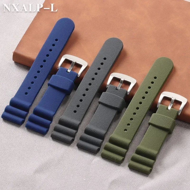 22mm Rubber Silicone Watch Band for Seiko No. 5 SKX009 Prospex Water Ghost Canned Men's Sport Waterproof Wristband Accessories