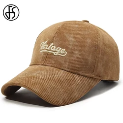 FS Stylish Brown Corduroy Hats For Men Women Vintage Baseball Cap Street Hip Hop Snapback Caps 3D Letter Trucker Hat Bone 2026
