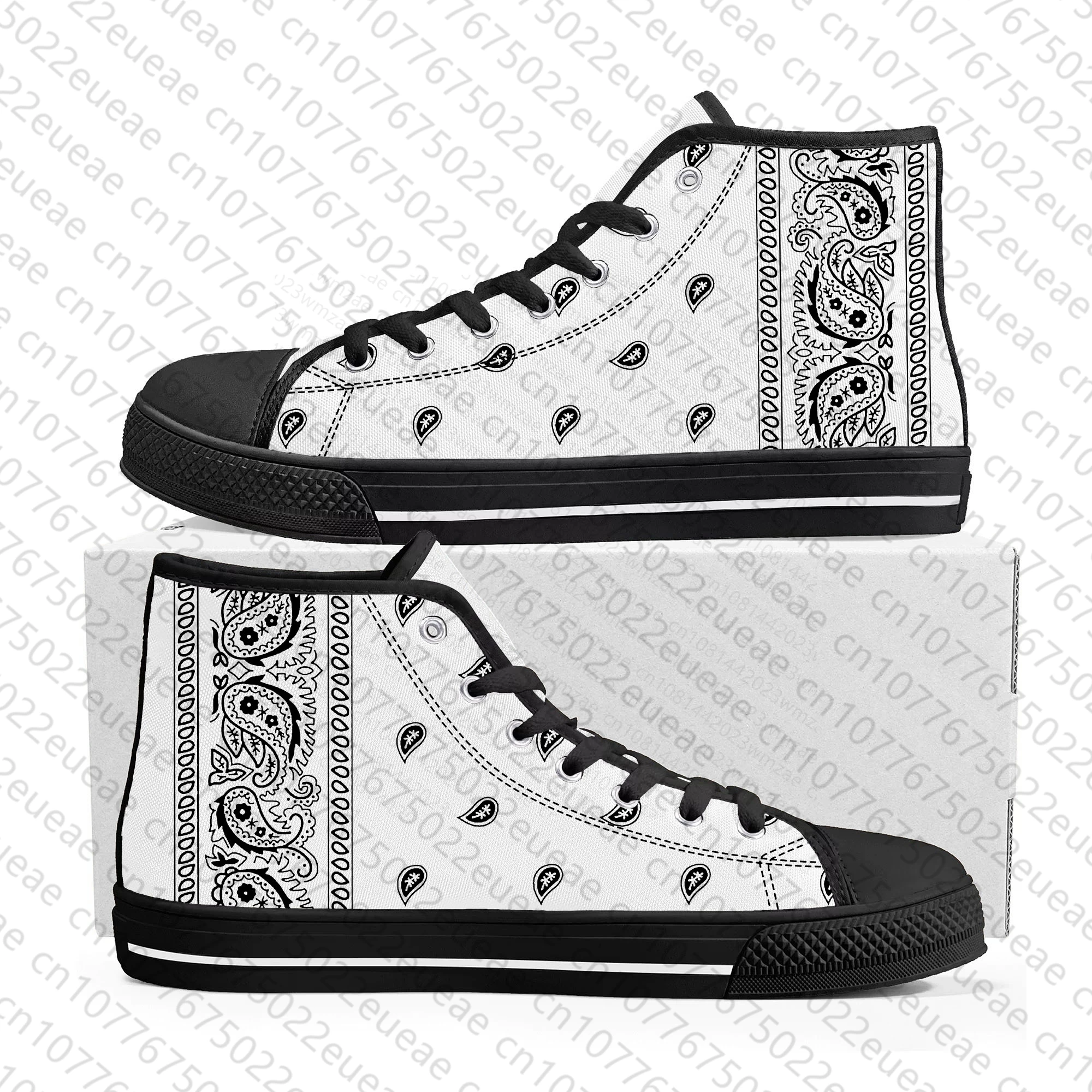 Bandana Paisley High Top Sneakers Mens Womens Teenager Black White Red Blue Canvas Sneaker couple Shoe Casual Custom Made Shoes