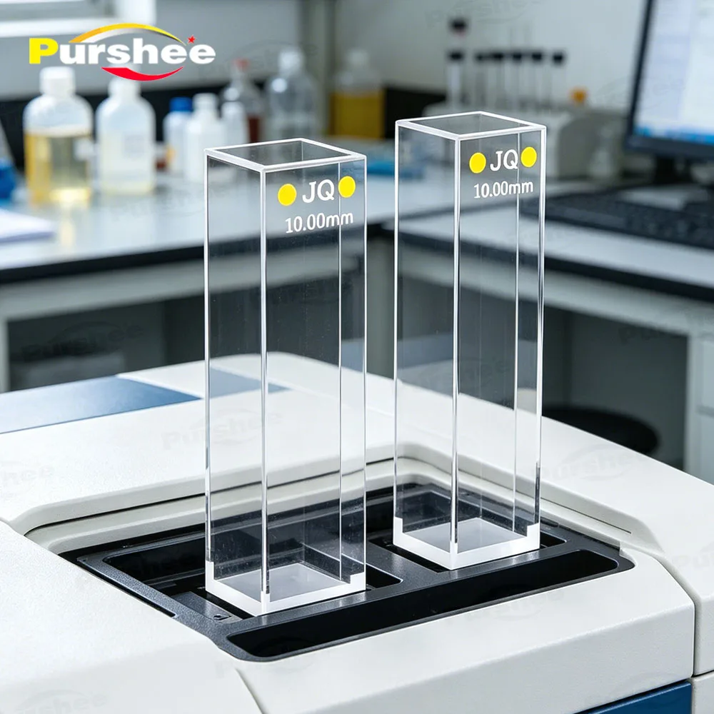 1 Stück Standard-Quarz-Fluoreszenzküvette, 10 mm, 4-seitig transparent, hohe Lichtdurchlässigkeit, verschiedene Ausführungen für UV-Vis-Spektrophotometer. – Detail 3