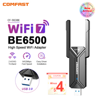 COMFAST WiFi 7 USB Adapter BE6500 2.4G&5.8G&6GHz Wireless Network Card 802.11be 6500Mbps Free-Drive WiFi7 Adaptador for Win10/11