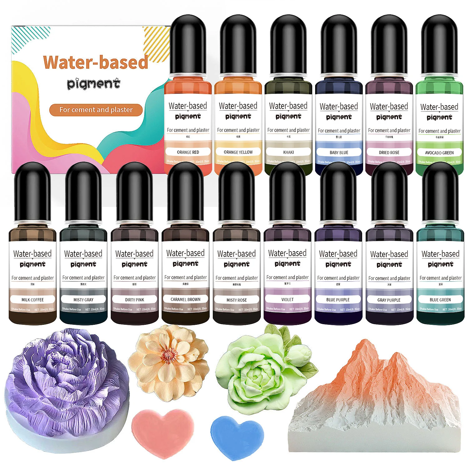 

Набор из 15/30 цветов: водорастворимые пигменты для гипса, цемента и смолы, красители для рукоделия, пигменты для цементной пасты