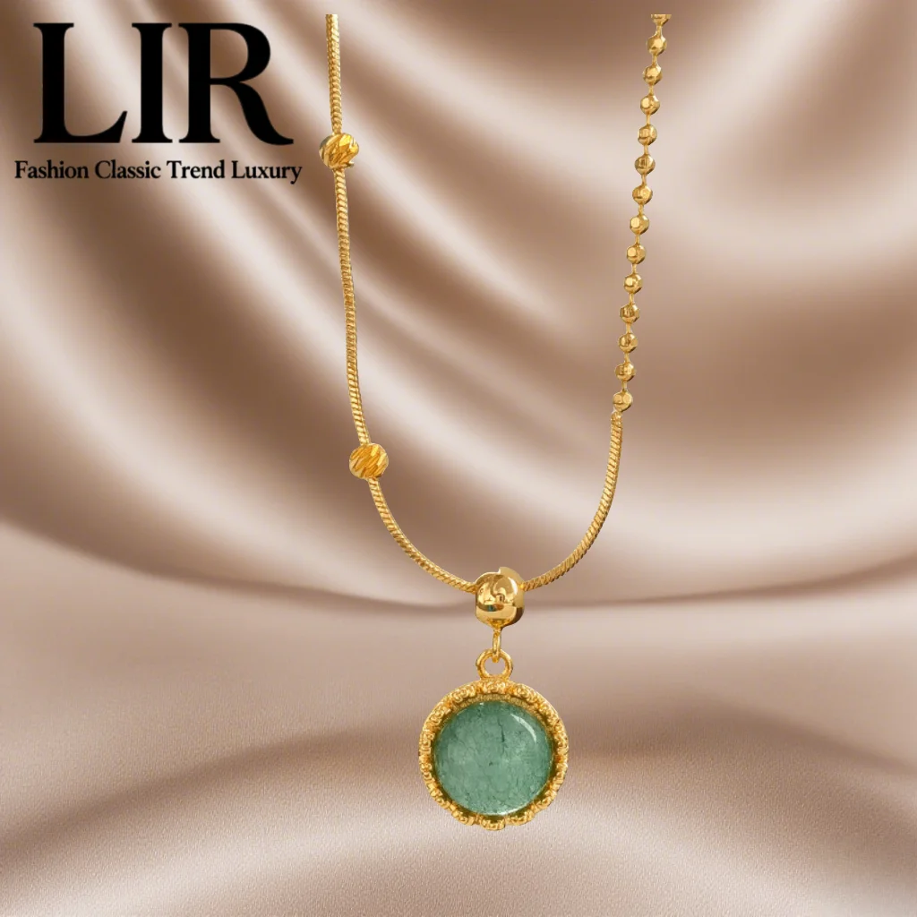 

Новое минималистское ожерелье LIR 2025: неправильная зеленая подвеска, винтажная и свежая красота, женская цепочка на ключицу