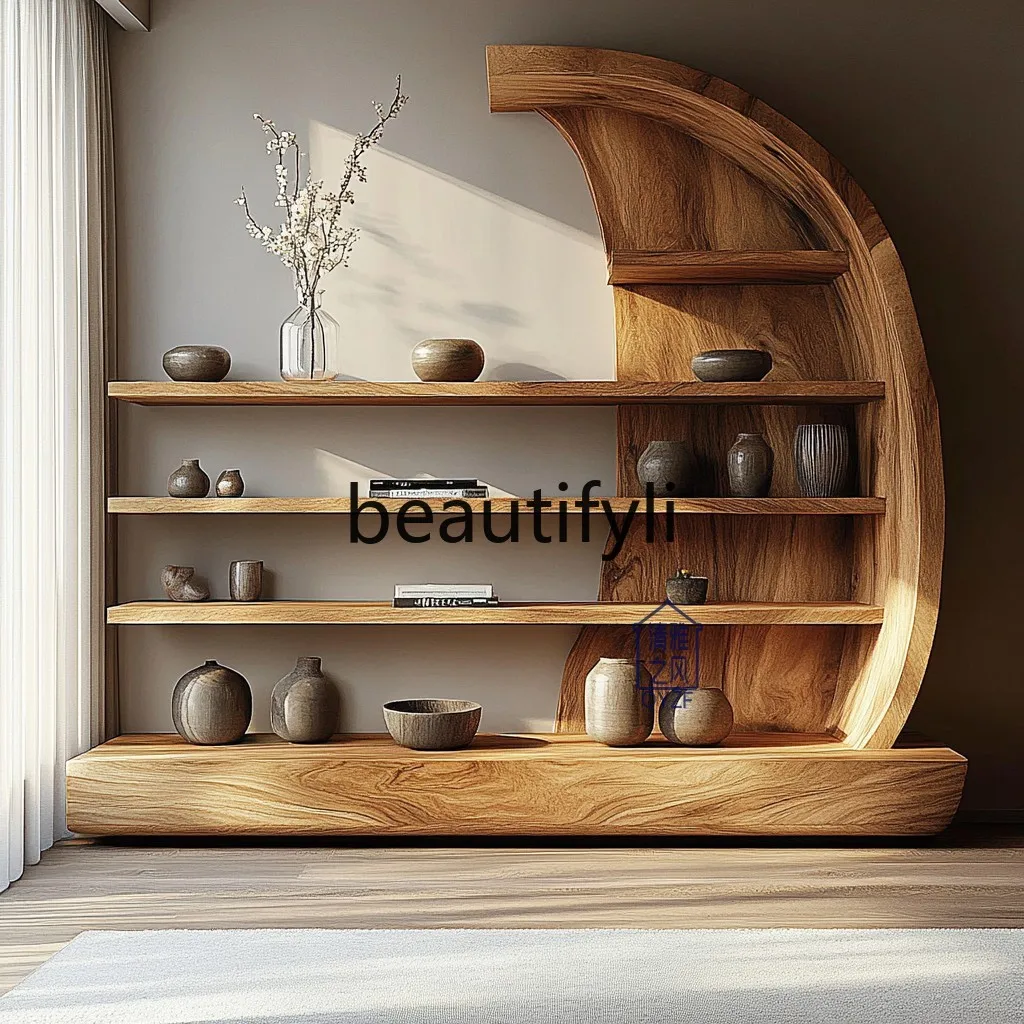 

Log solid wood Bogu shelf study tea room Duobao Pavilion display cabinet B & B hotel furniture