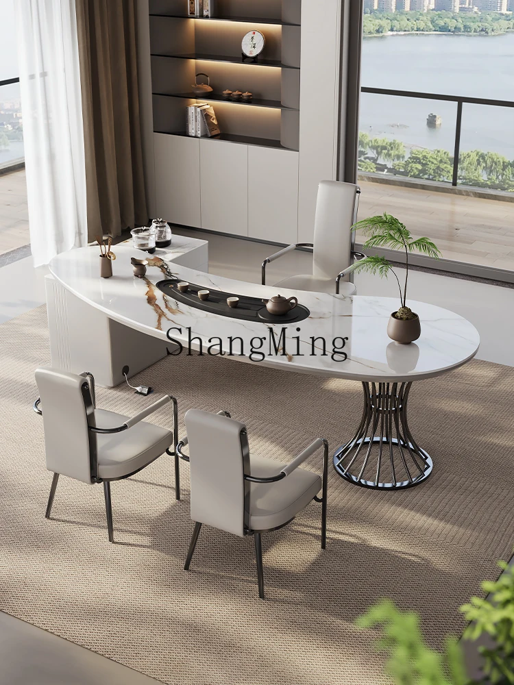 

CL Modern Minimalist Rock Plate Tea Table High-end Integrated High-end Light Luxury Kung Fu Negotiation Table and Chair Set