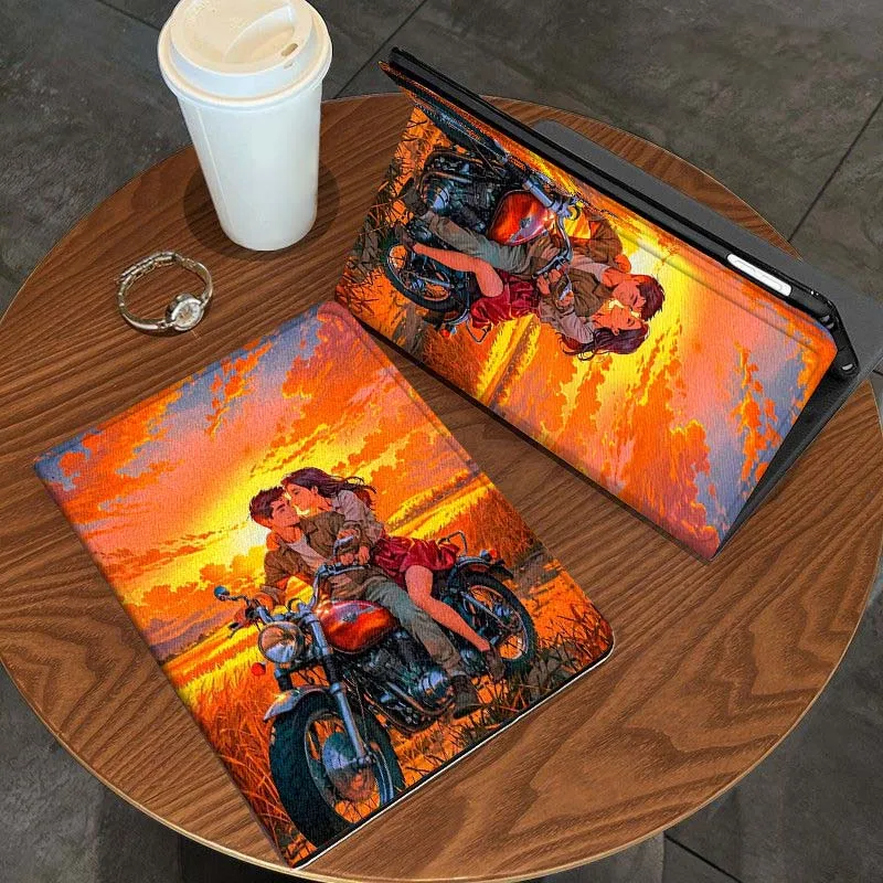 

Motorcycle Couple Anime For iPad Pro Air Mini 1 2 3 4 5 6 7 7th 8th 9th 10th 11th 10.2 9.7 10.5 10.9 11 12.9 Tablet Case