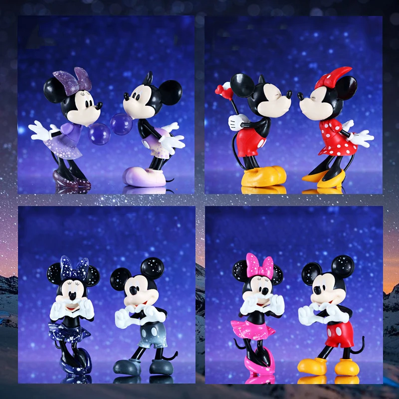 

Kiss Mickey Minne Action Figure Disney Wedding 3D Model Cartoon Stitch Donald Duck Decoration Toys For Kids Christmas Gifts