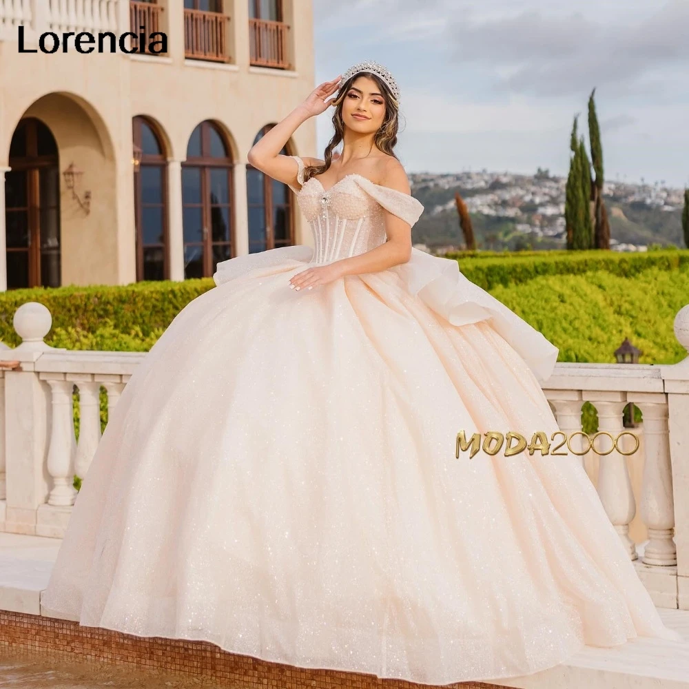 Lorensia 2024 gaun dansa ungu Quinceanera gaun bermanik kristal mengkilap Applique korset berjenjang manis 16 Vestidos De 15 aduduk YQD932