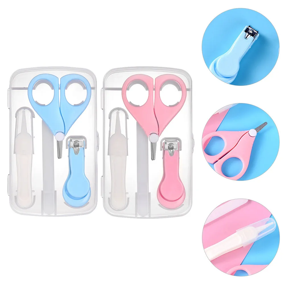 

2Sets Infant Pedicure Clippers Baby Manicure Scissors Nail Grooming Kit with Storage Box Tools for Newborns Toddlers