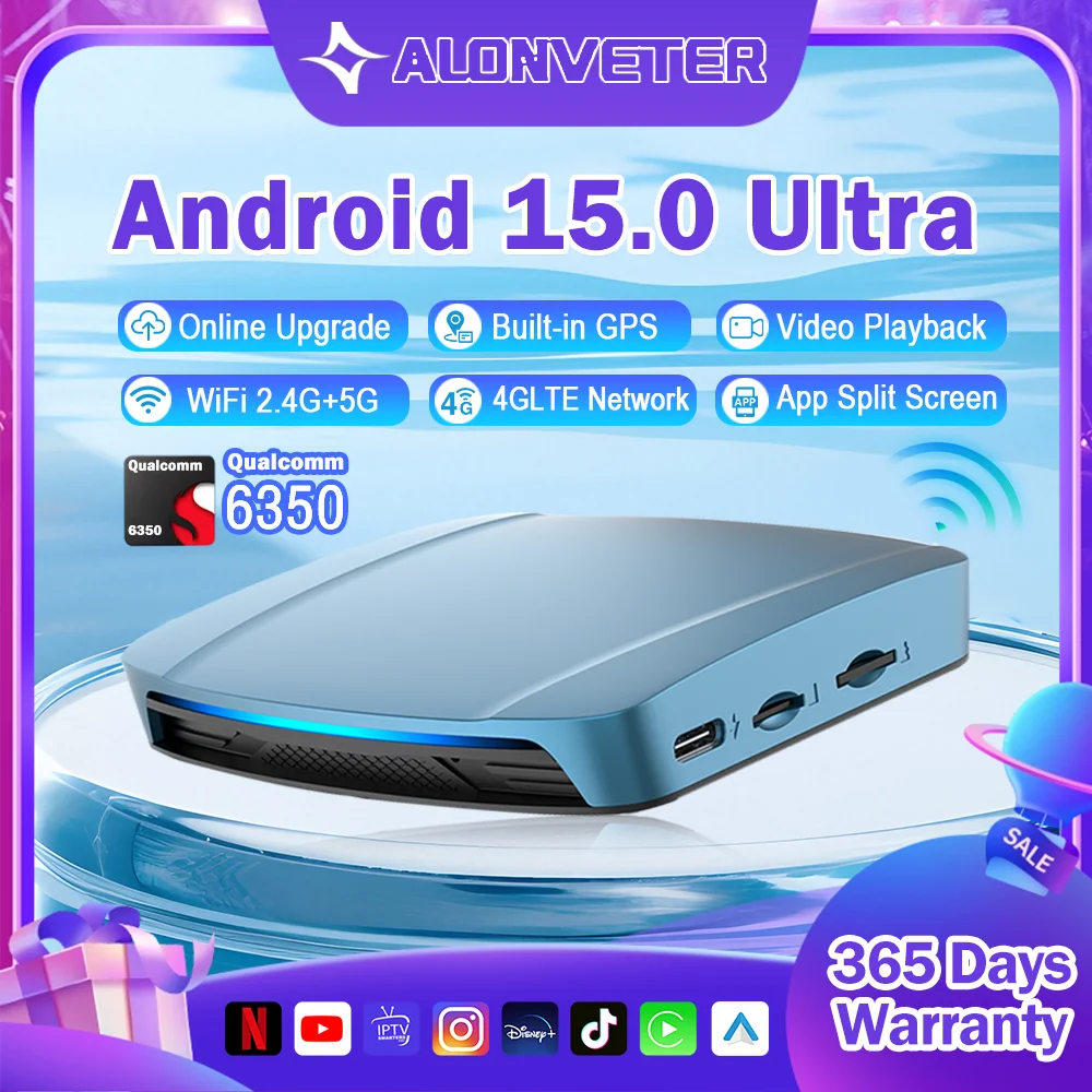 

Android 15 Carlinkit 2025 New CarPlay AI Box Wireless Carplay Android Auto TV Box SM6350 8G+128GB For Youtube IPTV Netfilx Wavz
