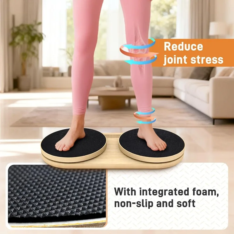 Pilates Rotating Disc Solid Wood Anti-Slip Circle Ankle Training Fitness Yoga Balance Board Core Workout Training Gear