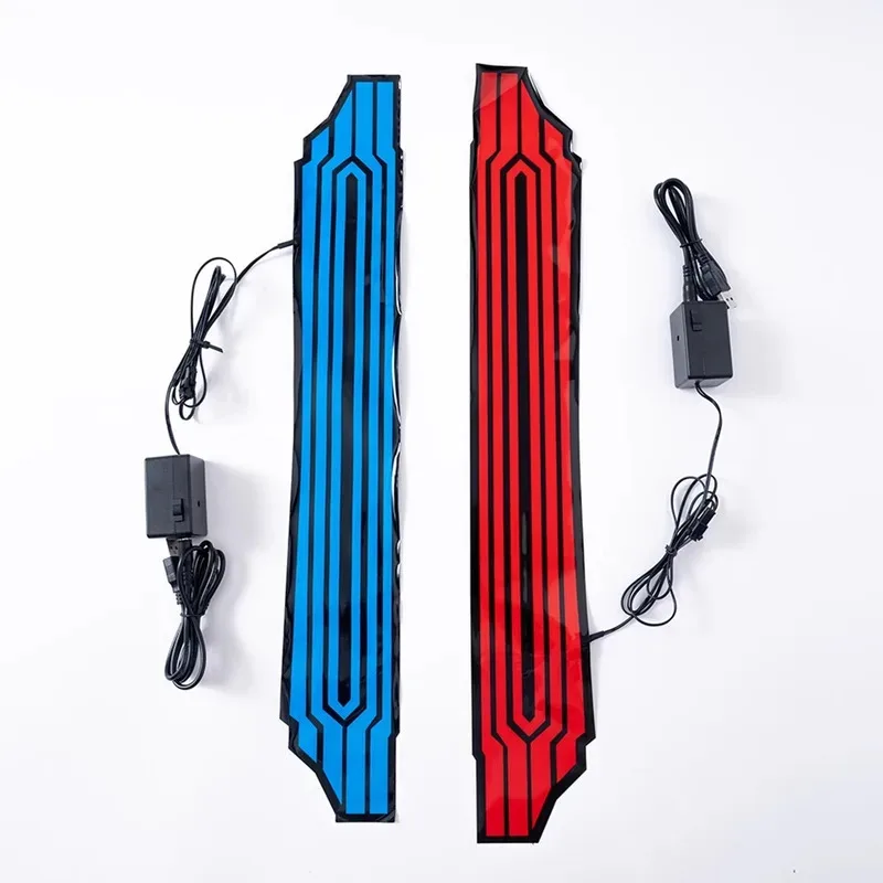 Aksesoris Cosplay Karakter Utama Samurai Game Punk Style 2077, Strip Lampu LED Biru dan Merah untuk Kerah Jaket