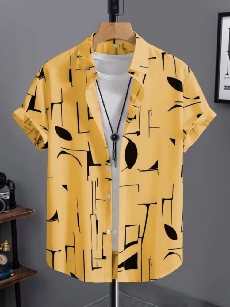 

Summer Geometry Men's Shirt Menswear Clothes Shirts For Man Tops Simple Style Casual All-match Daily Contrast Loose Fashion Chic