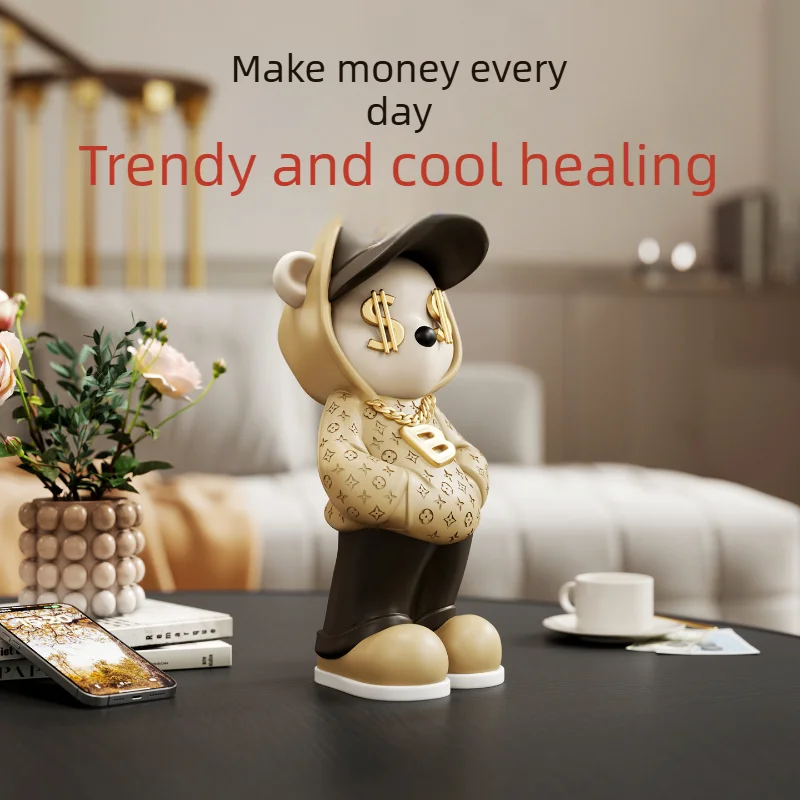 Trendy Luxury Bear Figurine Creative Home Decor Living Room Wine Cabinet Entryway Decoration Desktop Crafts
