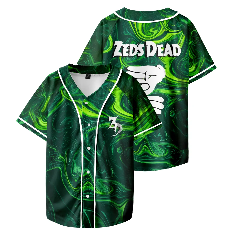 Zeds Dead Green Oil Slick Baseball Jersey Harajuku Thin button Baseball Uniform Baseball Jersey Fro EDM Style10