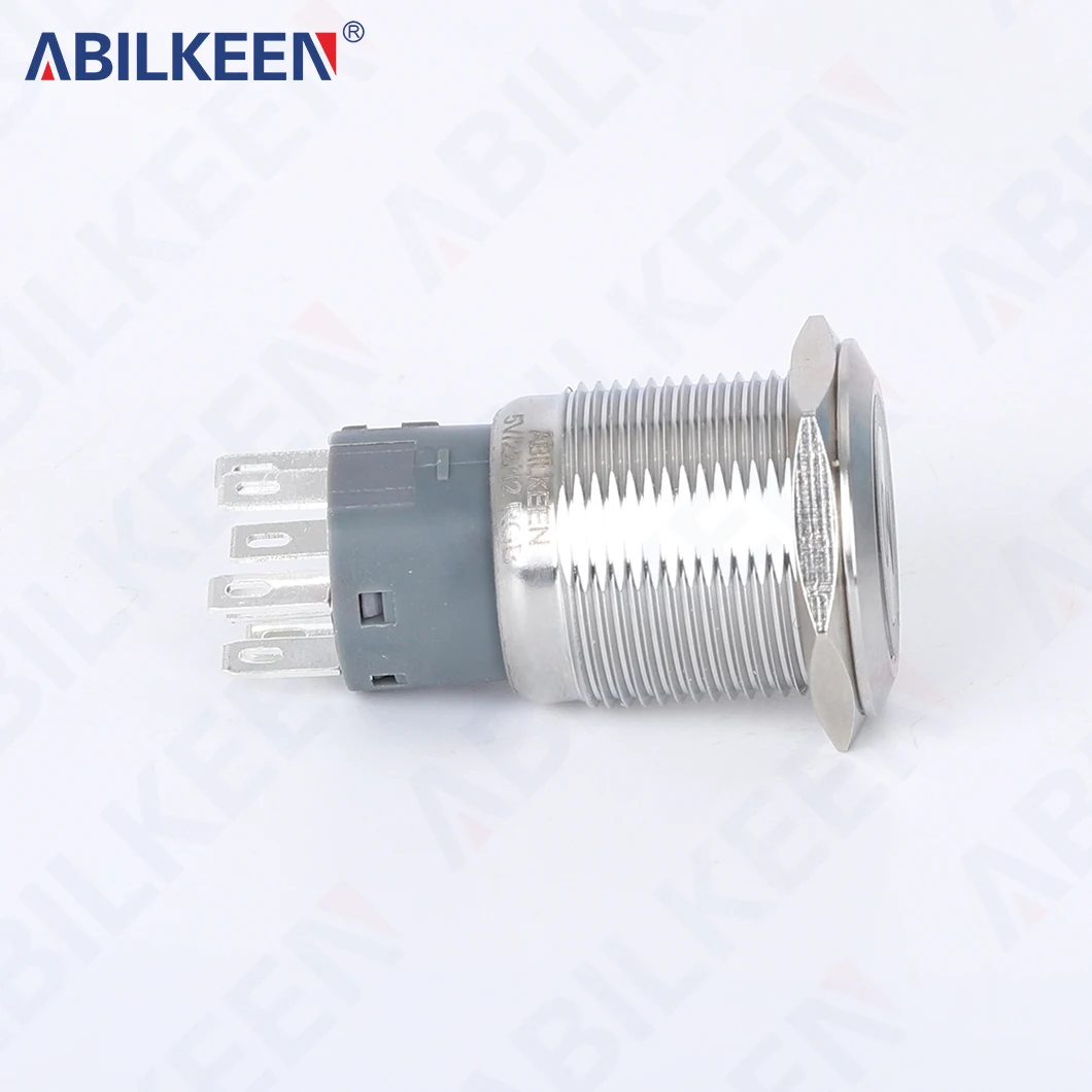 ABILKEEN 19MM Metal Push Button Switch 1NO1NC/2NO2NC Momentary/Latching Push Button with LED Ring Light