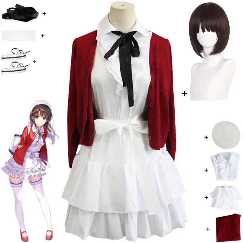 

Аниме Saekano: как Raise A Boring Girlfriend Megumi Kato Косплей Костюм Красный Свитер Пальто Платье Парик Женский Милый Повседневный Костюм