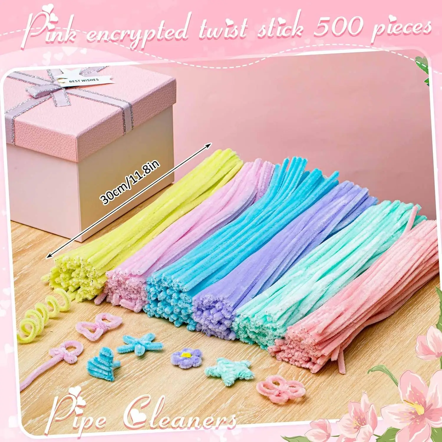 500/600 Pieces Pipe Cleaners Chenille Stems 12 Inch Craft Supplies Bulk for DIY Art and Craft Projects Creative Gift