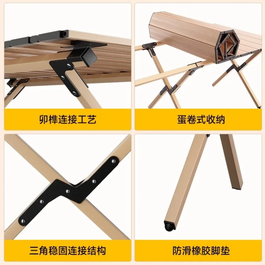 Outdoor Folding Table Aluminum Alloy Egg Roll Table Portable Picnic Camping Table and Chairs Pliante Equipment Mesa Furniture