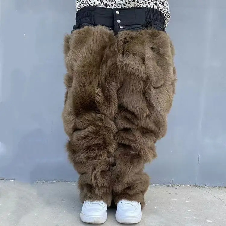 100% Wool Warm Pants Men's High Waist Thicken Thermal Trousers Middle Aged Dad Cold Winter Casual Long Pant Inner Sheepskin