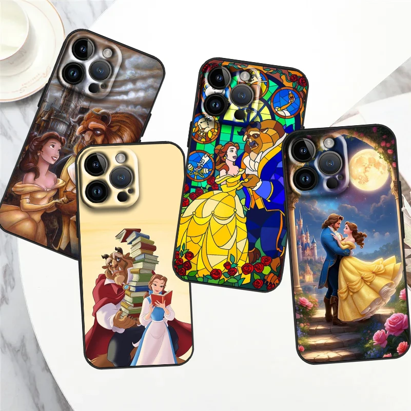 Disney Beauty And The Beast For Apple iPhone 15 14 13 12 11 XS XR X Pro Max Plus Mini Soft Shockproof TPU Black Phone Case