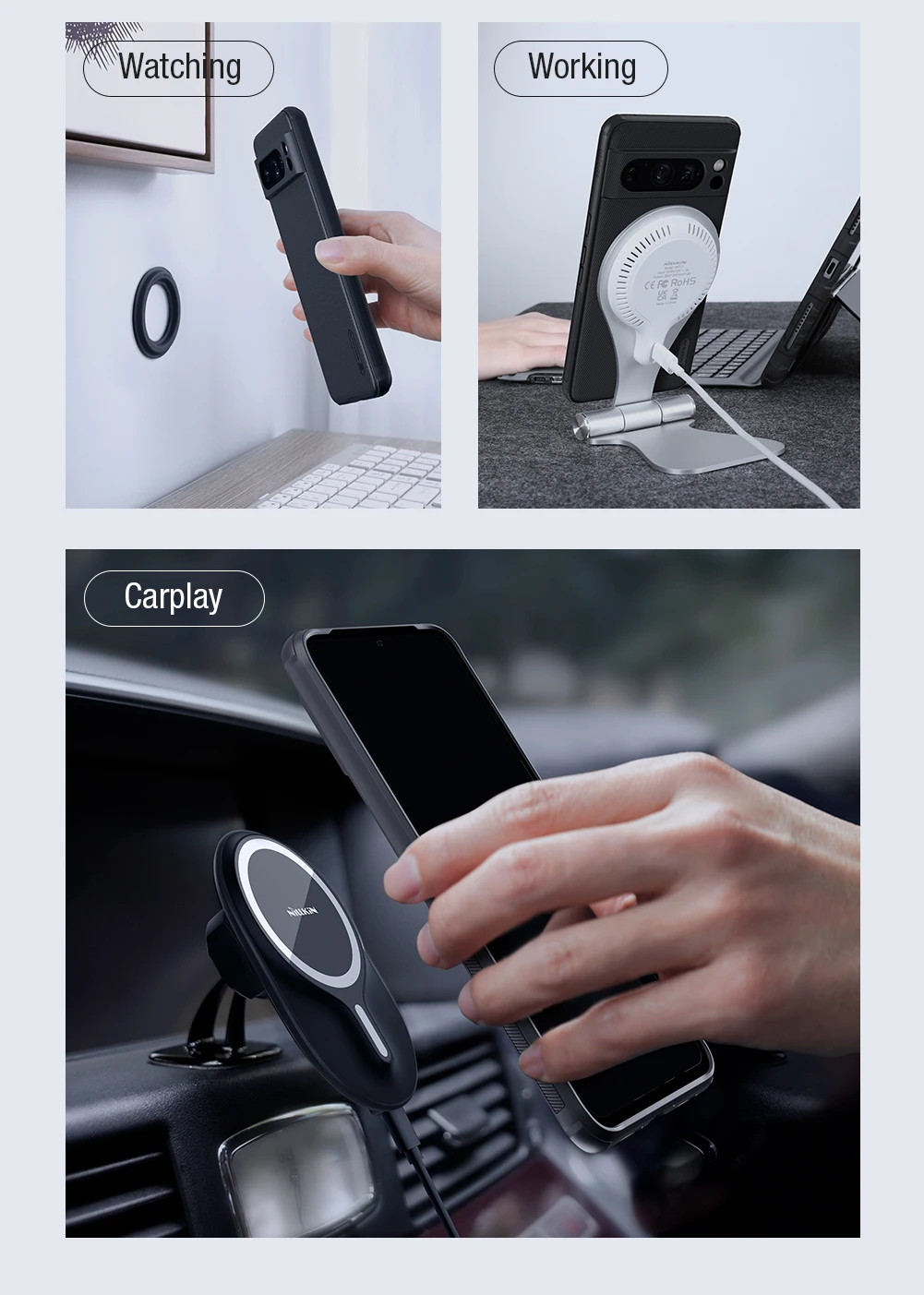 For Google Pixel 8 Pro MagSafe Case NILLKIN Super Frosted Shield Pro Magnetic Wireless Charging Cover For Google Pixel 8